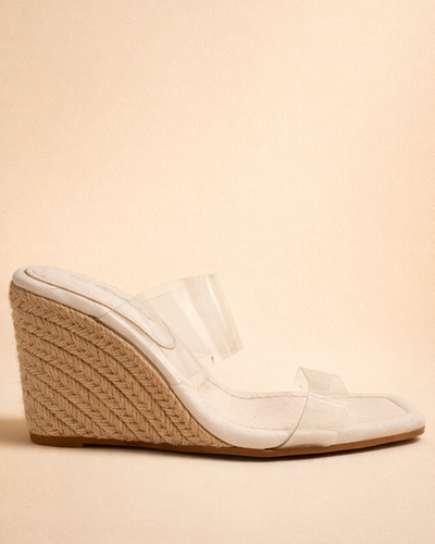 Crystal Nude Cork Wedge
