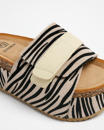 Zueco de plataforma con estampado de cebra