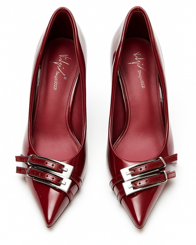 Bordeaux Verniz Double Buckle Luxe