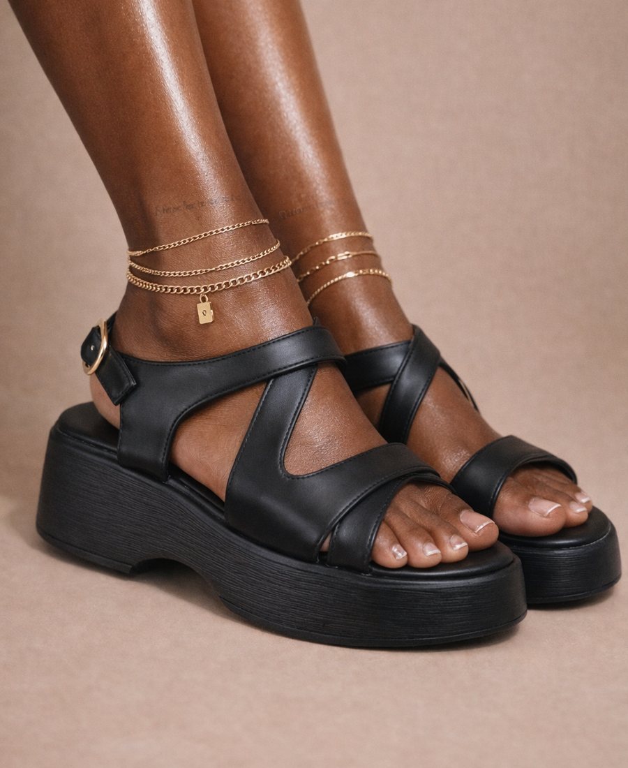 Urban Black Platform Sandal