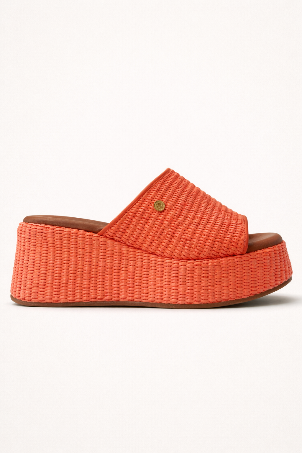 Sunset Raffia Wedge Mule – Burnt Orange