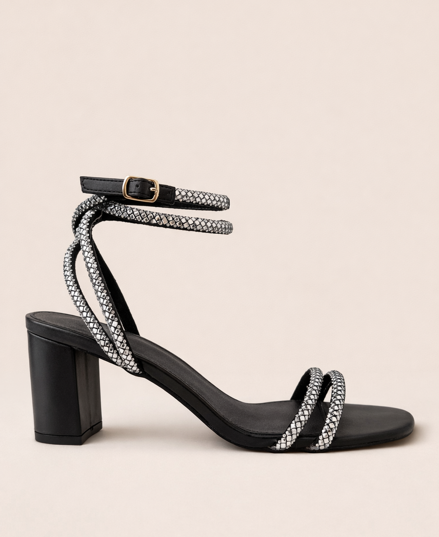 Sandália Black Crystal Wrap