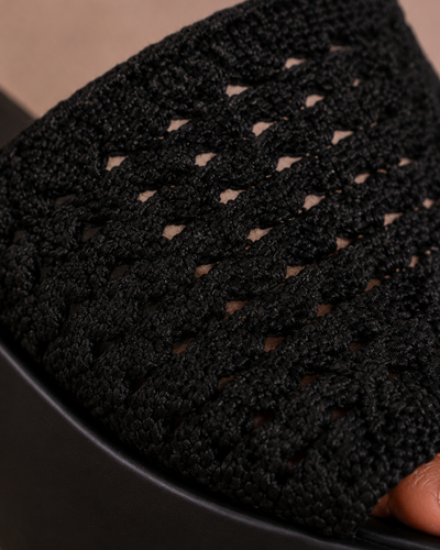 Mule Crochet Platform Black