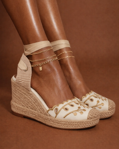 Boho Embroidery Espadrille Wedge