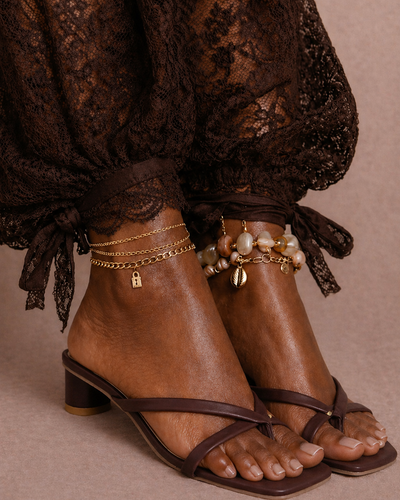 Brown Minimal Strap Heel Sandals