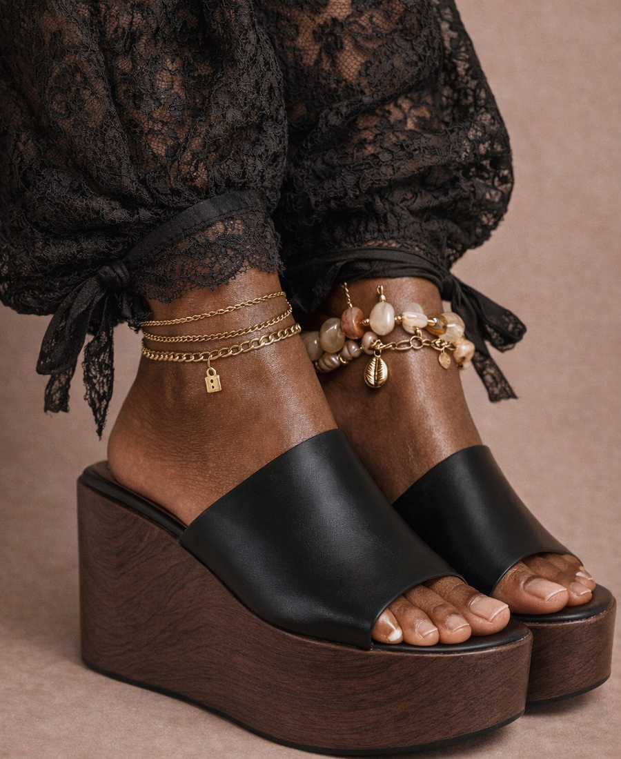 Sculpt Wedge Sandal –Black