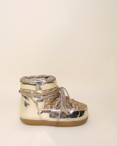 Bottines en satin doré