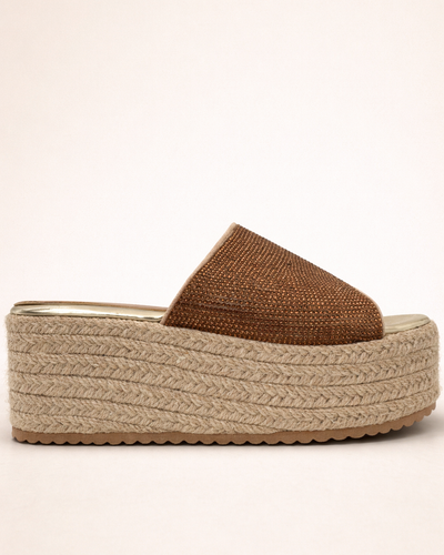 Strass Espadrille Platform Mule – Bronze Glow