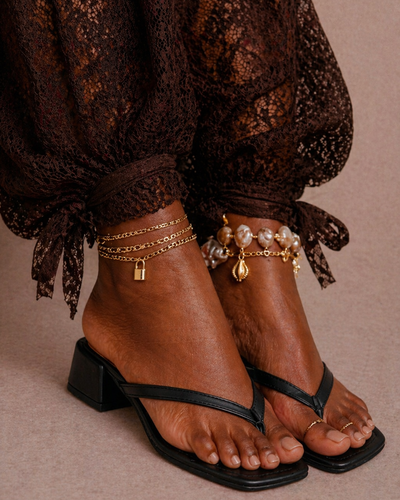 Luna Block Heel Sandal – Black