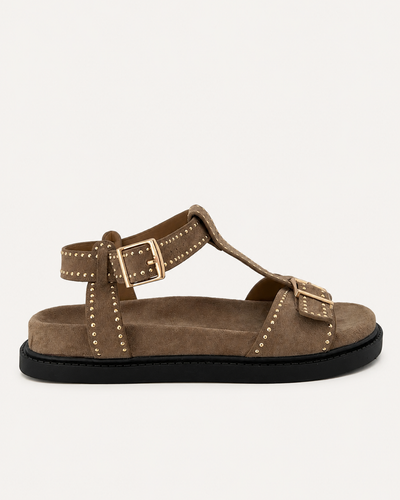 Sandália Taupe Gold Studs
