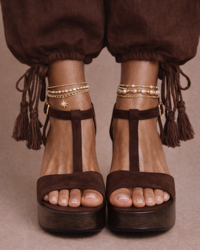 Sienna T-Bar Wedge – Chocolate