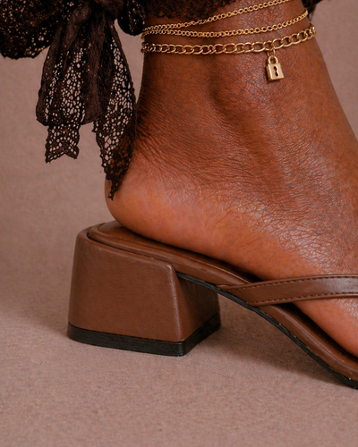 Luna Block Heel Sandal – Brown