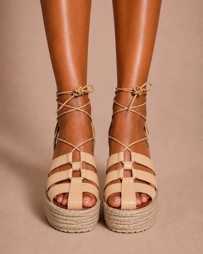 Évora Premium Platform Sandal Camel Nude