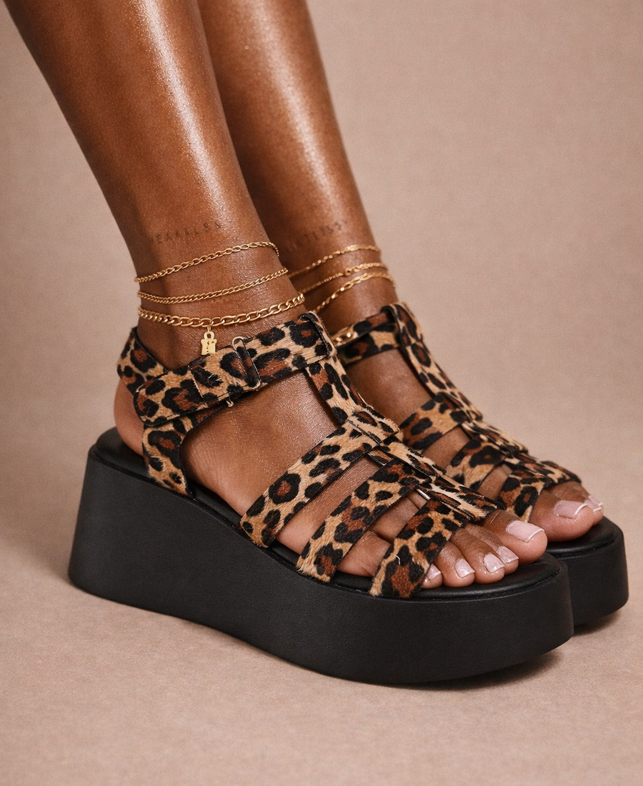 Wild Leopard Wedge Sandal