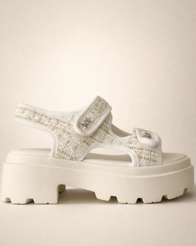 Sandalia Ivory Tweed Trek