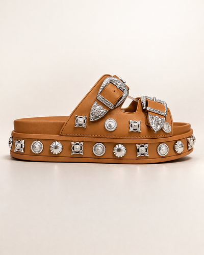 Western Stud Platform Sandal