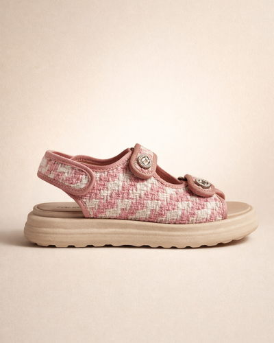 Tweed Comfort Sandal – Rosé Chic
