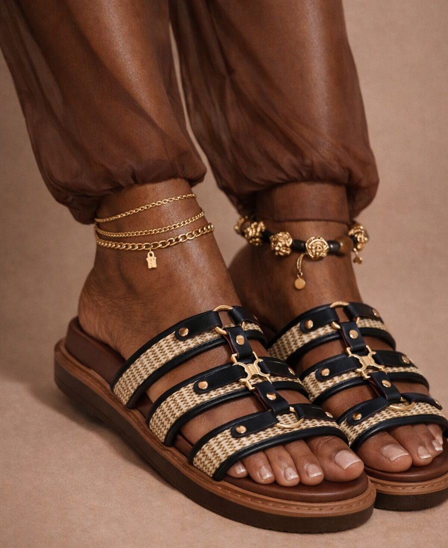 Sandalia Plana Heritage — Camel Trenzado