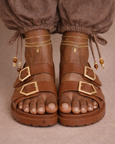 Sandalia Golden Buckle – Caramelo