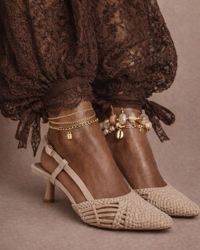 Sahara Woven Heel – Nude Beige