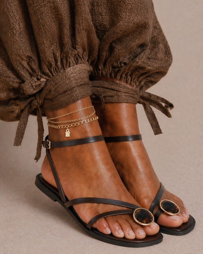 Amber Flat Sandal – Black