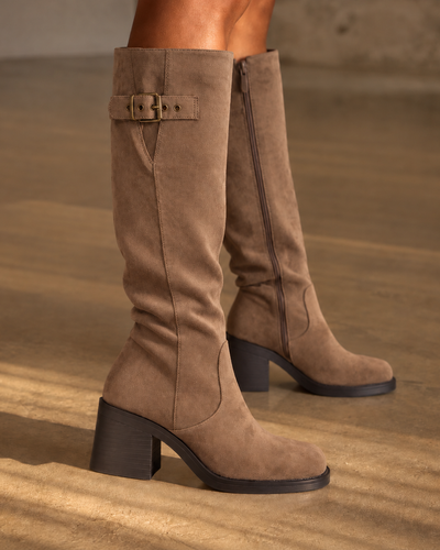 Savannah Buckle Boots – Taupe