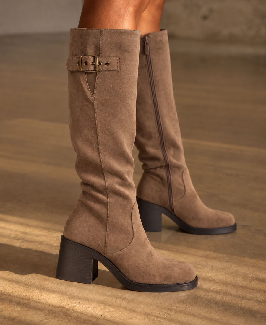 Savannah Buckle Boots – Taupe