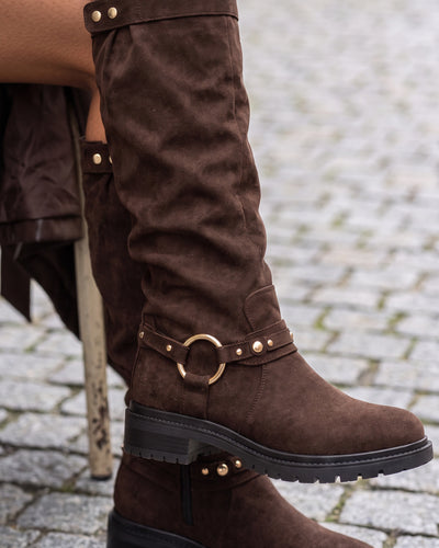 Dakota Gold Ring Boots — Chocolate