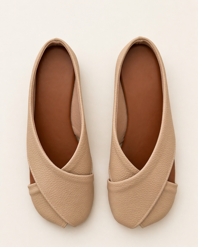 Beige Cross Flats