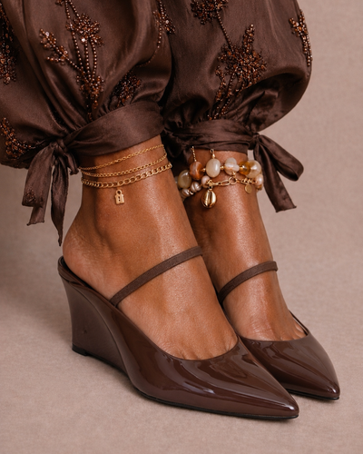 Slingback Wedge Chocolate Gloss