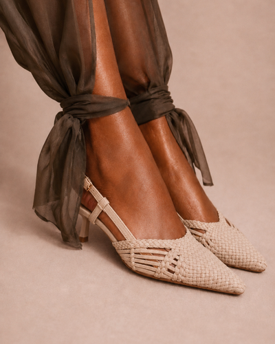 Sahara Woven Heel – Nude Beige