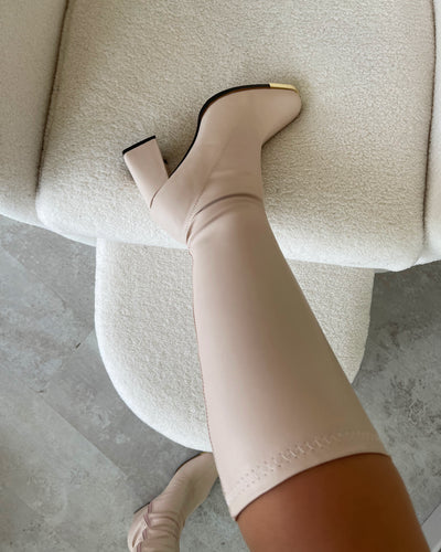 Botas Cassy Nude - 8 cm - Dorado