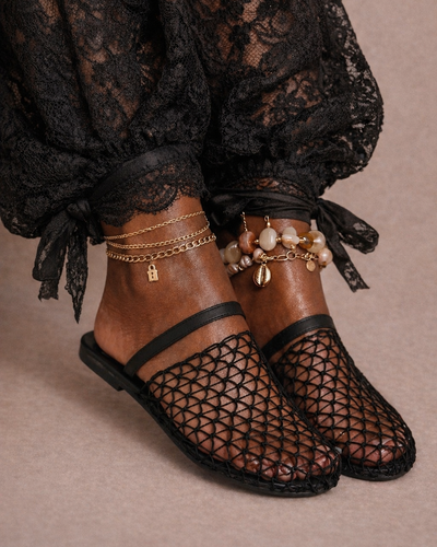 Net Weave Mule Flats