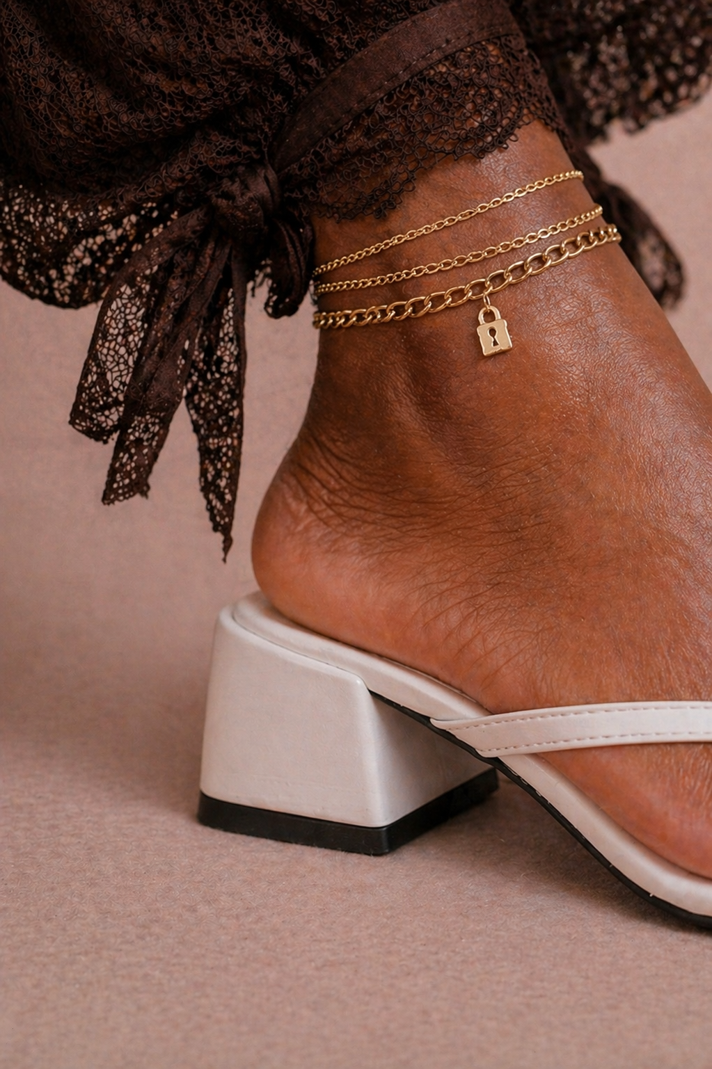 Luna Block Heel Sandal –White