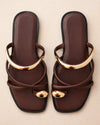 Gold Curve Slide Sandal – Chocolate Brown