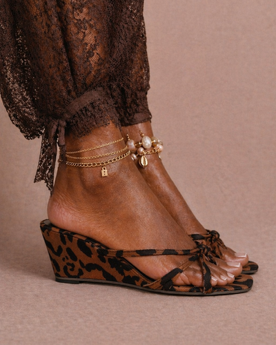 Sandália Wedge Leopard Glow