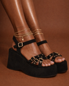 Black Buckle Detail Platform Sandal