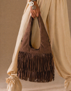 Boho Fringe Shoulder Bag Brown