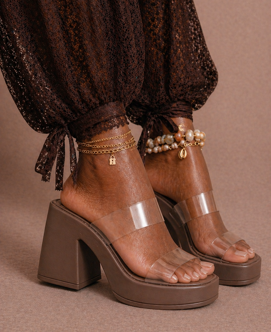 Clear Strap Platform Heel Sandals