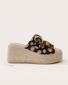 Heritage Buckle Raffia Wedge Mule – Black & Natural