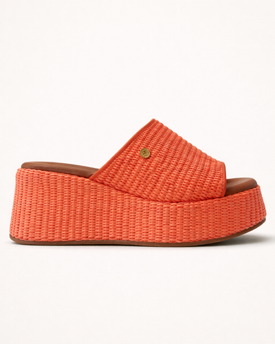 Sunset Raffia Wedge Mule – Burnt Orange