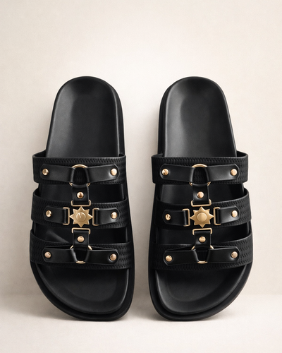 Black Gold Stud Sandal