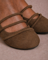 Cross Strap Suede Ballerina – Brown