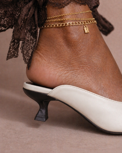 Ivory Sculpted Heel Mule