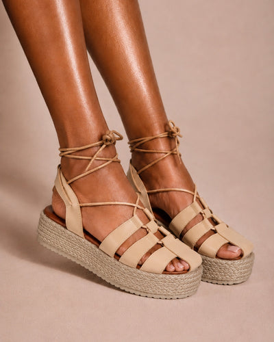 Évora Premium Platform Sandal Camel Nude