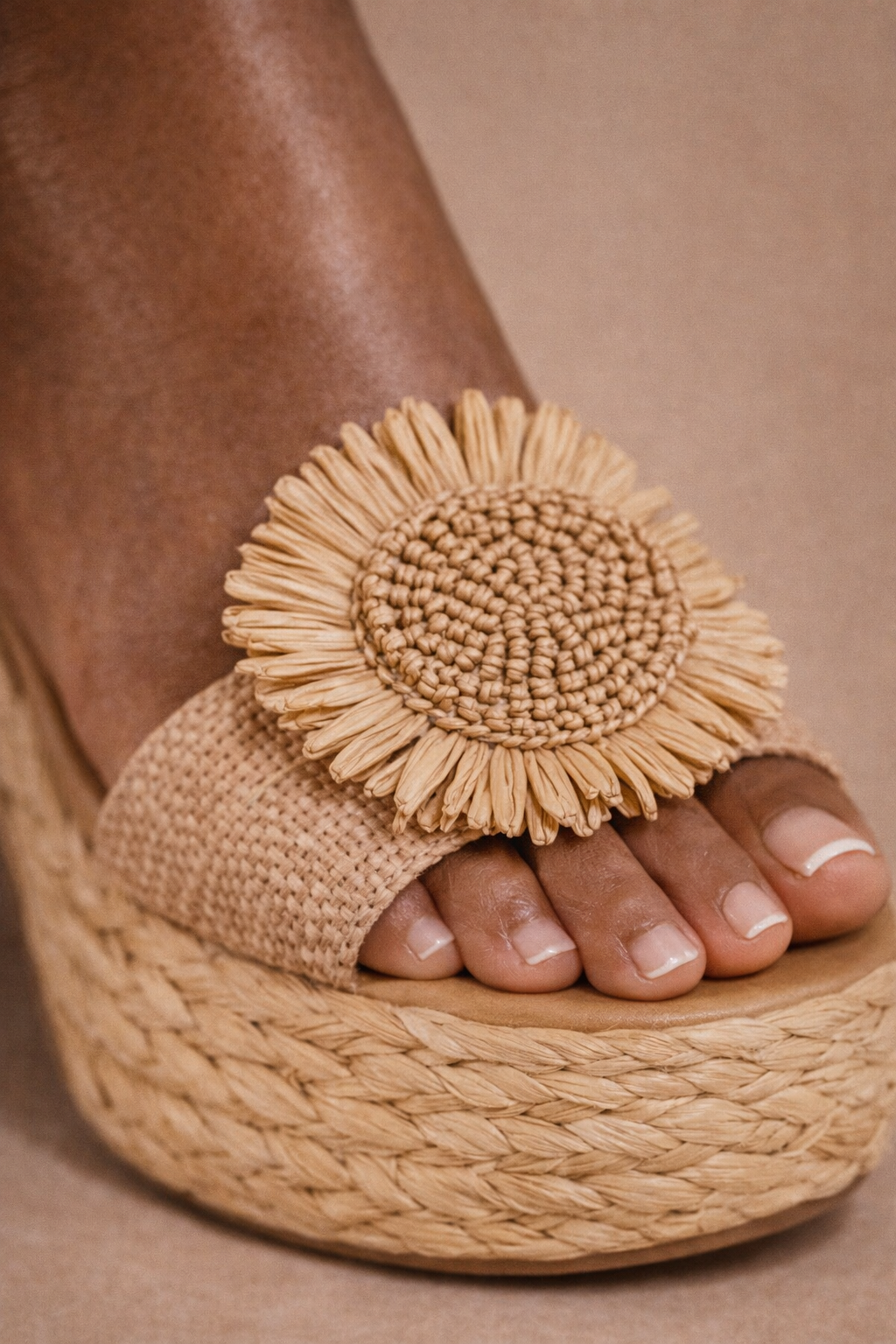 Daisy Platform Sandal – Beige