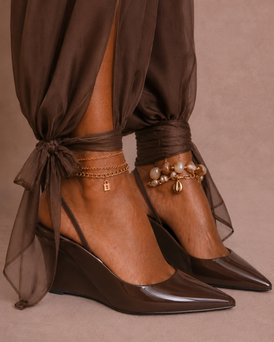 Slingback Wedge Chocolate Gloss