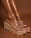 Golden Crystal Espadrille Wedge