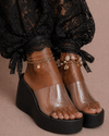 Crystal Clear Platform Wedge - Black