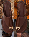 Golden Accent Slingback Sandal – Chocolate Brown